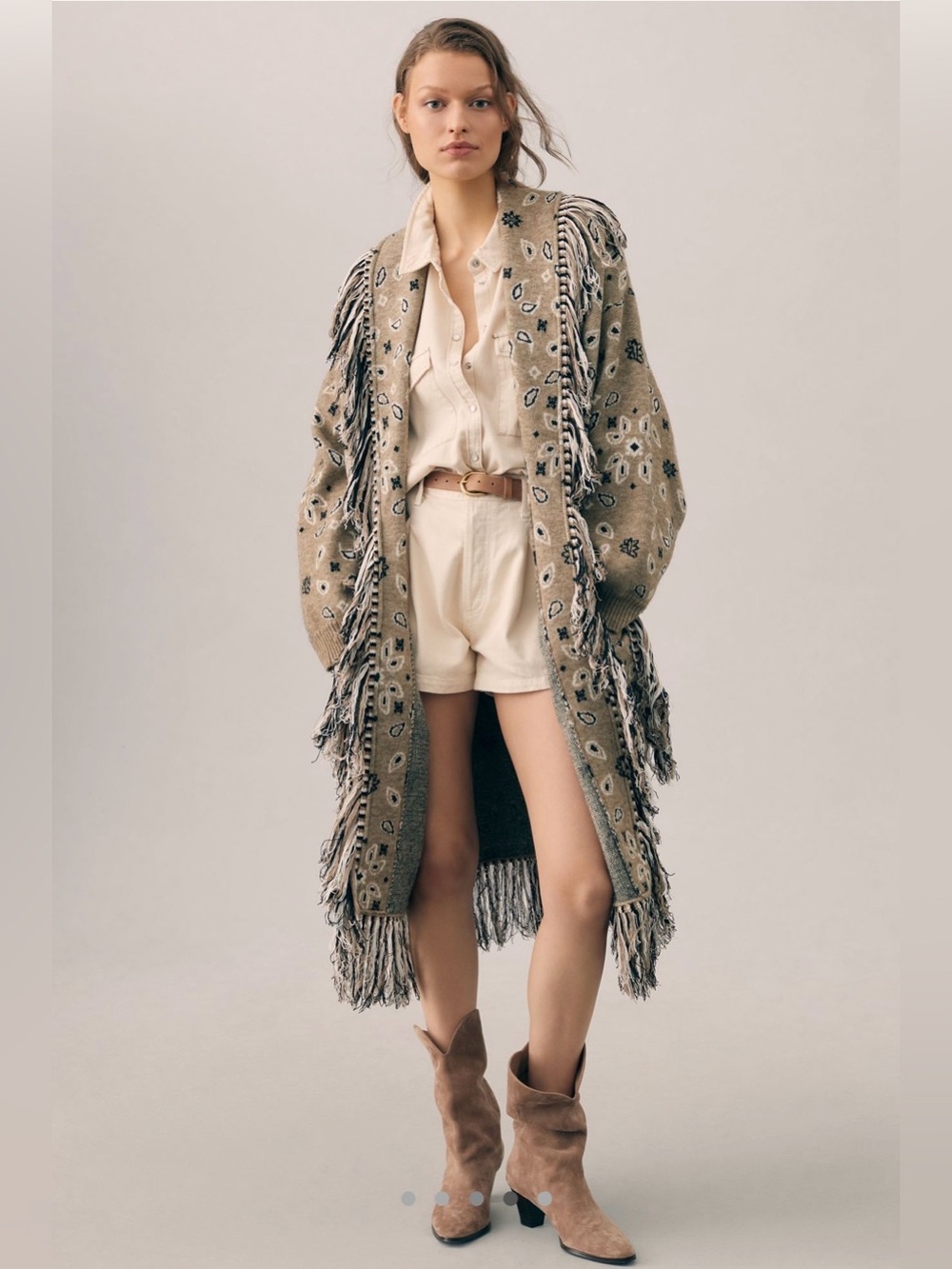 Anthropologie Bandana Fringe Duster Cardigan One Size